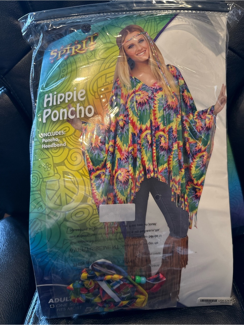 Spirit Halloween Hippie Poncho Costume Set Costume Multi & Brown